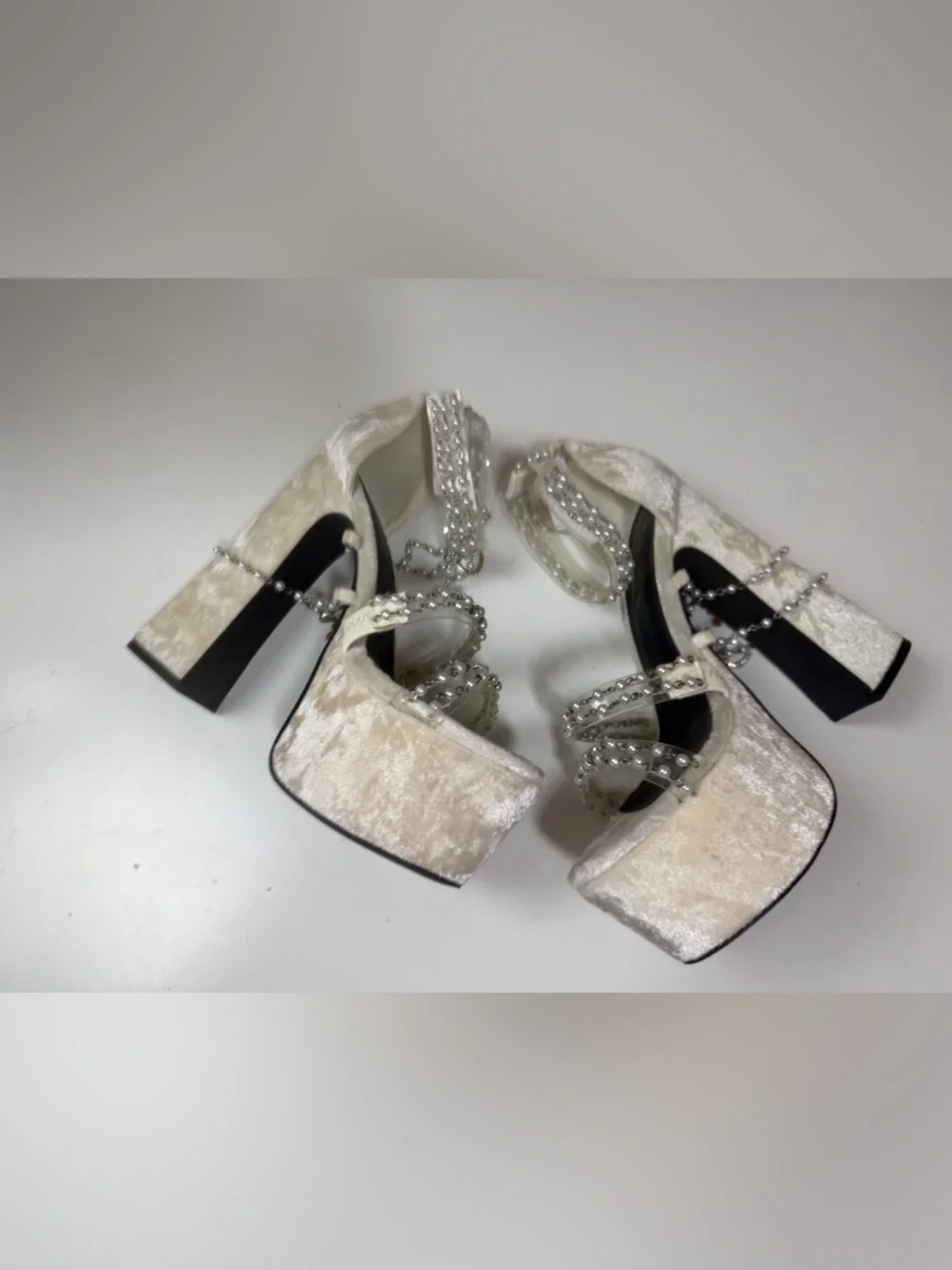 Sugar Thrillz Holy Revelation WhiteVelvet PearlGoth Angel Platform Heels 7*FLAWS